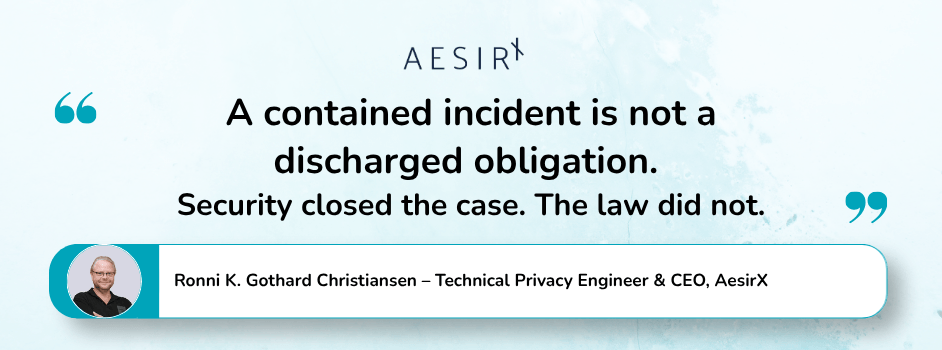 a contained incident is not a discharged obligation
